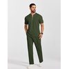 image:imageCOOFANDY Mens 2 Piece Outfit Quarter Zip Short Sleeve Top amp Pants Set  Tracksuits Activewear Clothing Set Workout Top amp Bottom Sets 14 Zip Polo Shirt and Jogging Pants Leisure Suits for MenArmy Green