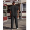image:imageCOOFANDY Mens 2 Piece Outfit Quarter Zip Short Sleeve Top amp Pants Set  Tracksuits Activewear Clothing Set Workout Top amp Bottom Sets 14 Zip Polo Shirt and Jogging Pants Leisure Suits for MenBlack