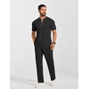 image:imageCOOFANDY Mens 2 Piece Outfit Quarter Zip Short Sleeve Top amp Pants Set  Tracksuits Activewear Clothing Set Workout Top amp Bottom Sets 14 Zip Polo Shirt and Jogging Pants Leisure Suits for MenBlack