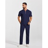 image:imageCOOFANDY Mens 2 Piece Outfit Quarter Zip Short Sleeve Top amp Pants Set  Tracksuits Activewear Clothing Set Workout Top amp Bottom Sets 14 Zip Polo Shirt and Jogging Pants Leisure Suits for MenNavy Blue
