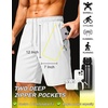 image:imageCOOFANDY Mens Athletic Running Shorts 7 9 Quick Dry Cool Mesh Gym Shorts  2 Zippered Pockets Lightweight Breathability Elastic Waistband Basketball ReadyWhite