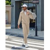 image:imageCOOFANDY Mens Athletic Tracksuit 2 Piece Sweat Suits Jacket and Pants Set  Tennis Sport Jogging Outfit Leisure Casual Style Full Zip Design Lightweight and Breathable Fabric Fashion StreetwearKhaki