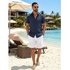 image:imageCOOFANDY Mens Button Down Shirts Short Sleeve Linen Textured Shirts Casual Summer Beach ShirtsBlue
