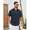 image:imageCOOFANDY Mens Button Down Shirts Short Sleeve Linen Textured Shirts Casual Summer Beach ShirtsBlue