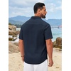 image:imageCOOFANDY Mens Button Down Shirts Short Sleeve Linen Textured Shirts Casual Summer Beach ShirtsBlue