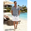image:imageCOOFANDY Mens Button Down Shirts Short Sleeve Linen Textured Shirts Casual Summer Beach ShirtsDark Grey