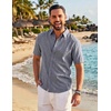 image:imageCOOFANDY Mens Button Down Shirts Short Sleeve Linen Textured Shirts Casual Summer Beach ShirtsDark Grey