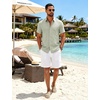 image:imageCOOFANDY Mens Button Down Shirts Short Sleeve Linen Textured Shirts Casual Summer Beach ShirtsLight Green