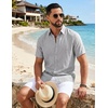 image:imageCOOFANDY Mens Button Down Shirts Short Sleeve Linen Textured Shirts Casual Summer Beach ShirtsLight Grey