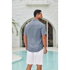 image:imageCOOFANDY Mens Button Down Shirts Short Sleeve Linen Textured Shirts Casual Summer Beach ShirtsNavy Blue