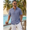 image:imageCOOFANDY Mens Button Down Shirts Short Sleeve Linen Textured Shirts Casual Summer Beach ShirtsSky Blue