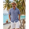 image:imageCOOFANDY Mens Button Down Shirts Short Sleeve Linen Textured Shirts Casual Summer Beach ShirtsSky Blue