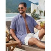image:imageCOOFANDY Mens Button Down Shirts Short Sleeve Linen Textured Shirts Casual Summer Beach ShirtsSky Blue