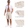 image:imageCOOFANDY Mens Casual Cotton Linen Shorts Elastic Waist Drawstring Shorts  Stretch Linen Chino Lightweight Breathable Flat Front Phone Pockets Regular Fit 9 Inch Inseam Summer Beach VacationLinen Khaki