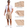 image:imageCOOFANDY Mens Casual Cotton Linen Shorts Elastic Waist Drawstring Shorts  Stretch Linen Chino Lightweight Breathable Flat Front Phone Pockets Regular Fit 9 Inch Inseam Summer Beach VacationDark Khaki