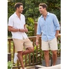 image:imageCOOFANDY Mens Casual Cotton Linen Shorts Elastic Waist Drawstring Shorts  Stretch Linen Chino Lightweight Breathable Flat Front Phone Pockets Regular Fit 9 Inch Inseam Summer Beach VacationDark Khaki