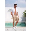 image:imageCOOFANDY Mens Casual Cotton Linen Shorts Elastic Waist Drawstring Shorts  Stretch Linen Chino Lightweight Breathable Flat Front Phone Pockets Regular Fit 9 Inch Inseam Summer Beach VacationDark Khaki