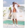 image:imageCOOFANDY Mens Casual Cotton Linen Shorts Elastic Waist Drawstring Shorts  Stretch Linen Chino Lightweight Breathable Flat Front Phone Pockets Regular Fit 9 Inch Inseam Summer Beach VacationLinen Khaki