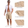 image:imageCOOFANDY Mens Casual Cotton Linen Shorts Elastic Waist Drawstring Shorts  Stretch Linen Chino Lightweight Breathable Flat Front Phone Pockets Regular Fit 9 Inch Inseam Summer Beach VacationLight Khaki