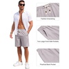 image:imageCOOFANDY Mens Casual Cotton Linen Shorts Elastic Waist Drawstring Shorts  Stretch Linen Chino Lightweight Breathable Flat Front Phone Pockets Regular Fit 9 Inch Inseam Summer Beach VacationLight Grey