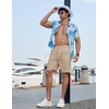 image:imageCOOFANDY Mens Casual Shorts 9 Flat Front Elastic Waist Linen Dress Shorts  Premium Linen Blend Fabric Lightweight Breathable SkinFriendly Straight Leg Summer Beach WearKhaki
