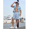 image:imageCOOFANDY Mens Casual Shorts 9 Flat Front Elastic Waist Linen Dress Shorts  Premium Linen Blend Fabric Lightweight Breathable SkinFriendly Straight Leg Summer Beach WearSky Blue