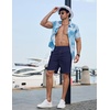 image:imageCOOFANDY Mens Casual Shorts 9 Flat Front Elastic Waist Linen Dress Shorts  Premium Linen Blend Fabric Lightweight Breathable SkinFriendly Straight Leg Summer Beach WearNavy Blue