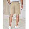 image:imageCOOFANDY Mens Casual Shorts Cotton Elastic Waist Drawstring Summer Shorts  Stretch Waist Lightweight Soft Breathable Classic fit Vacation Beach ShortsKhaki