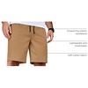 image:imageCOOFANDY Mens Casual Shorts Cotton Elastic Waist Drawstring Summer Shorts  Stretch Waist Lightweight Soft Breathable Classic fit Vacation Beach ShortsDark Khaki