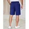 image:imageCOOFANDY Mens Casual Shorts Cotton Elastic Waist Drawstring Summer Shorts  Stretch Waist Lightweight Soft Breathable Classic fit Vacation Beach ShortsDeep Blue