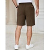 image:imageCOOFANDY Mens Casual Shorts Cotton Elastic Waist Drawstring Summer Shorts  Stretch Waist Lightweight Soft Breathable Classic fit Vacation Beach ShortsBrown