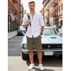 image:imageCOOFANDY Mens Casual Shorts Cotton Elastic Waist Drawstring Summer Shorts  Stretch Waist Lightweight Soft Breathable Classic fit Vacation Beach ShortsDark Green