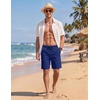 image:imageCOOFANDY Mens Casual Shorts Cotton Elastic Waist Drawstring Summer Shorts  Stretch Waist Lightweight Soft Breathable Classic fit Vacation Beach ShortsDeep Blue