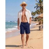 image:imageCOOFANDY Mens Casual Shorts Cotton Elastic Waist Drawstring Summer Shorts  Stretch Waist Lightweight Soft Breathable Classic fit Vacation Beach ShortsNavy Blue