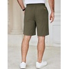 image:imageCOOFANDY Mens Casual Shorts Cotton Elastic Waist Drawstring Summer Shorts  Stretch Waist Lightweight Soft Breathable Classic fit Vacation Beach ShortsDark Green