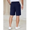 image:imageCOOFANDY Mens Casual Shorts Cotton Elastic Waist Drawstring Summer Shorts  Stretch Waist Lightweight Soft Breathable Classic fit Vacation Beach ShortsNavy Blue