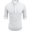 image:imageCOOFANDY Mens Cotton Linen Henley TShirts Long Sleeve Casual Beach Shirts  Mens Linen ShirtRegular Relaxed FitLightweightBreathableand Moisturewicking for BeachVacation or Everyday Summer WearBlue Pinstripe