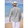 image:imageCOOFANDY Mens Cotton Linen Henley TShirts Long Sleeve Casual Beach Shirts  Mens Linen ShirtRegular Relaxed FitLightweightBreathableand Moisturewicking for BeachVacation or Everyday Summer WearGray