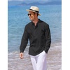 image:imageCOOFANDY Mens Cotton Linen Henley TShirts Long Sleeve Casual Beach Shirts  Mens Linen ShirtRegular Relaxed FitLightweightBreathableand Moisturewicking for BeachVacation or Everyday Summer WearBlack
