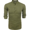 image:imageCOOFANDY Mens Cotton Linen Henley TShirts Long Sleeve Casual Beach Shirts  Mens Linen ShirtRegular Relaxed FitLightweightBreathableand Moisturewicking for BeachVacation or Everyday Summer WearArmy Green