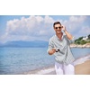 image:imageCOOFANDY Mens Cotton Linen Henley TShirts Long Sleeve Casual Beach Shirts  Mens Linen ShirtRegular Relaxed FitLightweightBreathableand Moisturewicking for BeachVacation or Everyday Summer WearGrey Blue Striped