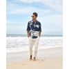 image:imageCOOFANDY Mens Cotton Linen Henley TShirts Long Sleeve Casual Beach Shirts  Mens Linen ShirtRegular Relaxed FitLightweightBreathableand Moisturewicking for BeachVacation or Everyday Summer WearNavy Tiedye