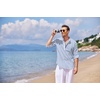 image:imageCOOFANDY Mens Cotton Linen Henley TShirts Long Sleeve Casual Beach Shirts  Mens Linen ShirtRegular Relaxed FitLightweightBreathableand Moisturewicking for BeachVacation or Everyday Summer WearBlue White Striped