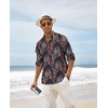 image:imageCOOFANDY Mens Cotton Linen Henley TShirts Long Sleeve Casual Beach Shirts  Mens Linen ShirtRegular Relaxed FitLightweightBreathableand Moisturewicking for BeachVacation or Everyday Summer WearBlack Paisley