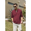 image:imageCOOFANDY Mens Cotton Linen Henley TShirts Long Sleeve Casual Beach Shirts  Mens Linen ShirtRegular Relaxed FitLightweightBreathableand Moisturewicking for BeachVacation or Everyday Summer WearWine Red