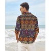 image:imageCOOFANDY Mens Cotton Linen Henley TShirts Long Sleeve Casual Beach Shirts  Mens Linen ShirtRegular Relaxed FitLightweightBreathableand Moisturewicking for BeachVacation or Everyday Summer WearGeometric