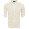 image:imageCOOFANDY Mens Cotton Linen Henley TShirts Long Sleeve Casual Beach Shirts  Mens Linen ShirtRegular Relaxed FitLightweightBreathableand Moisturewicking for BeachVacation or Everyday Summer WearBeige