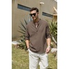 image:imageCOOFANDY Mens Cotton Linen Henley TShirts Long Sleeve Casual Beach Shirts  Mens Linen ShirtRegular Relaxed FitLightweightBreathableand Moisturewicking for BeachVacation or Everyday Summer WearBrown