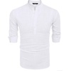 image:imageCOOFANDY Mens Cotton Linen Henley TShirts Long Sleeve Casual Beach Shirts  Mens Linen ShirtRegular Relaxed FitLightweightBreathableand Moisturewicking for BeachVacation or Everyday Summer Wear01white