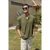 image:imageCOOFANDY Mens Cotton Linen Henley TShirts Long Sleeve Casual Beach Shirts  Mens Linen ShirtRegular Relaxed FitLightweightBreathableand Moisturewicking for BeachVacation or Everyday Summer WearArmy Green
